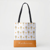 Vibrant Oranje Tennis Fun Persoonlijk afspeelappar Tote Bag (Voorkant)