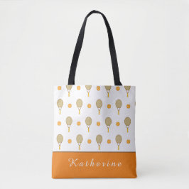 Vibrant Oranje Tennis Fun Persoonlijk afspeelappar Tote Bag