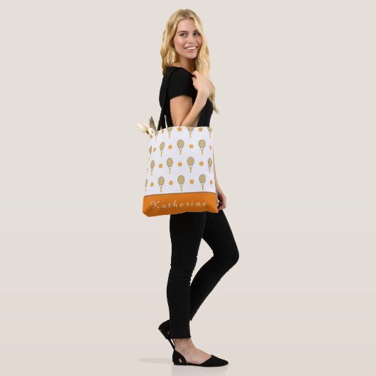 Vibrant Oranje Tennis Fun Persoonlijk afspeelappar Tote Bag (Op model)