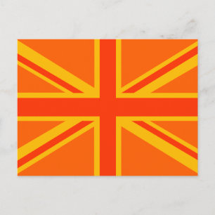 Vibrant Oranje Union Jack British Flag Swag Briefkaart