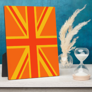 Vibrant Oranje Union Jack British Flag Swag Fotoplaat