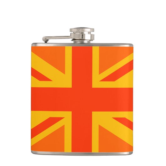 Vibrant Oranje Union Jack British Flag Swag Heupfles (Voorkant)