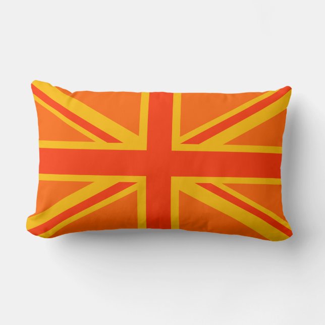 Vibrant Oranje Union Jack British Flag Swag Kussen (Voorkant)