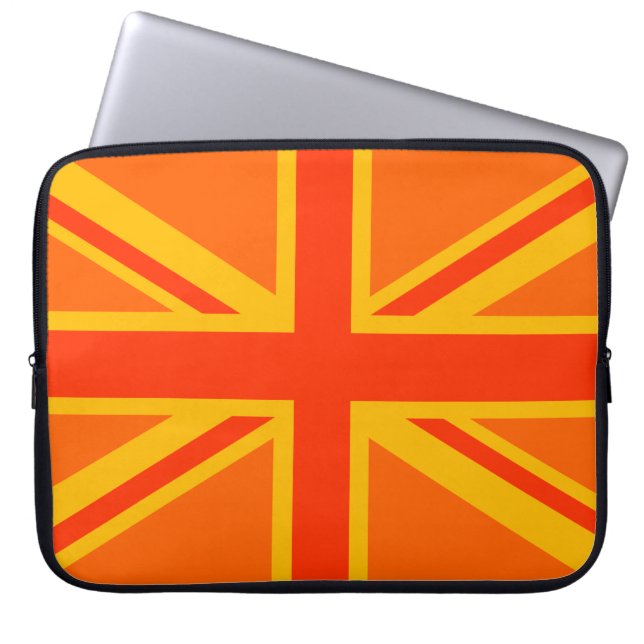 Vibrant Oranje Union Jack British Flag Swag Laptop Sleeve (Voorkant)