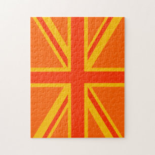 Vibrant Oranje Union Jack British Flag Swag Legpuzzel