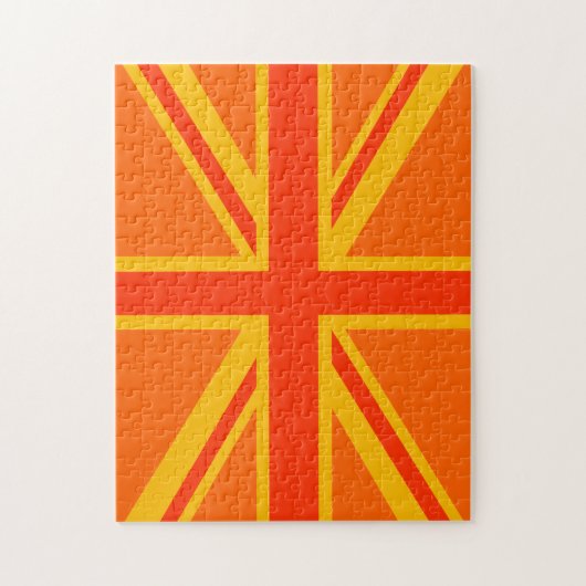 Vibrant Oranje Union Jack British Flag Swag Legpuzzel (Verticaal)