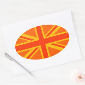 Vibrant Oranje Union Jack British Flag Swag Ovale Sticker (Envelop)