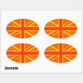 Vibrant Oranje Union Jack British Flag Swag Ovale Sticker (Vel)
