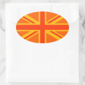 Vibrant Oranje Union Jack British Flag Swag Ovale Sticker (Tas)