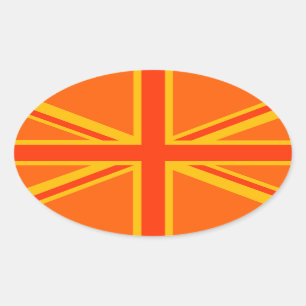 Vibrant Oranje Union Jack British Flag Swag Ovale Sticker