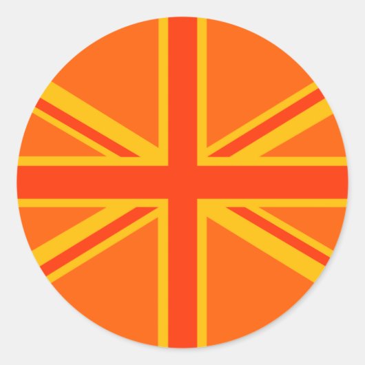 Vibrant Oranje Union Jack British Flag Swag Ronde Sticker (Voorkant)