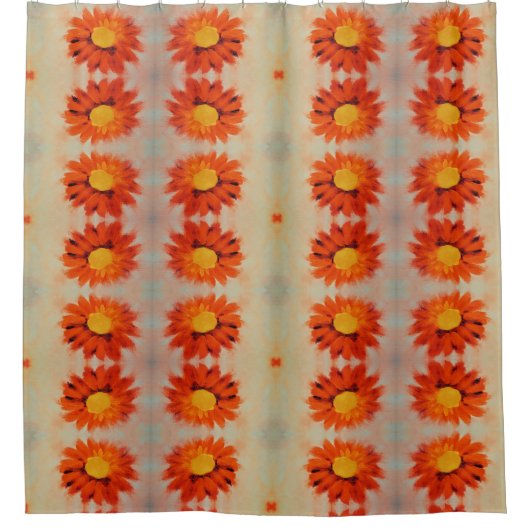 Vibrant Oranje zonnebloem Douchegordijn (Voorkant)