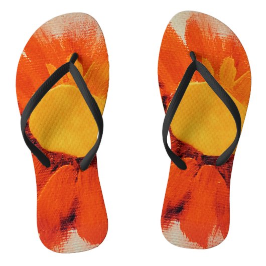Vibrant Oranje zonnebloem Teenslippers (Voetbed)