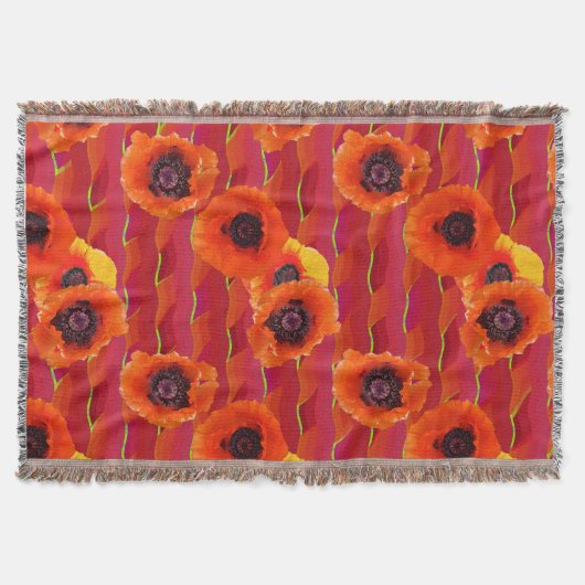 Vibrant Oriental Poppies Deken (Voorkant)