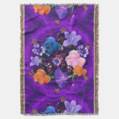 Vibrant Paars Abstract Floral Woven Throw Blanket Deken (Voorkant Verticaal)