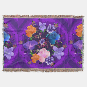 Vibrant Paars Abstract Floral Woven Throw Blanket Deken