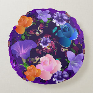 Vibrant Paars Abstract Florence Round Pillow Rond Kussen