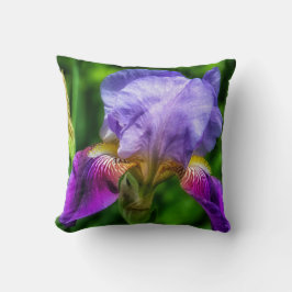 Vibrant paars blauw en gele irisbloem kussen