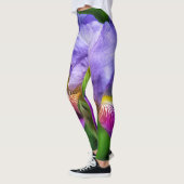 Vibrant paars blauw en gele irisbloem leggings (Links)