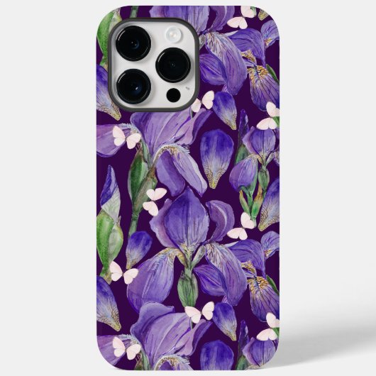 Vibrant Paars Iris Flowers en Butterflies Case-Mate iPhone Case (Achterkant)