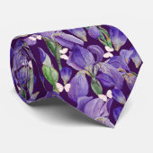Vibrant Paars Iris Flowers en Butterflies Stropdas (Opgerold)