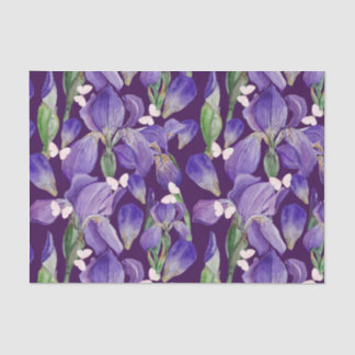 Vibrant Paars Iris Flowers en Butterflies Tissuepapier