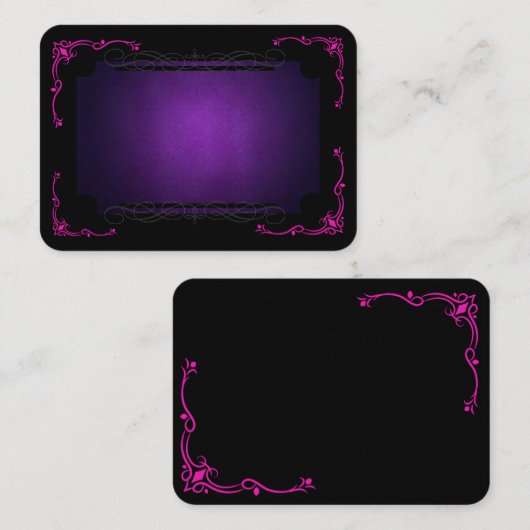Vibrant Paars op zwart w/Border Design op een Visitekaartje (Voorkant / Achterkant)