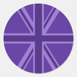 Vibrant Paars Union Jack Ronde Sticker