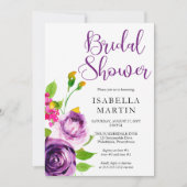 Vibrant Paarse Waterverf Bouquet Vrijgezellenfeest Kaart (Voorkant)