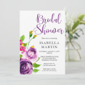 Vibrant Paarse Waterverf Bouquet Vrijgezellenfeest Kaart (Staand voorkant)