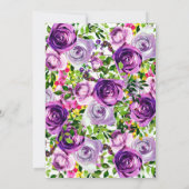 Vibrant Paarse Waterverf Bouquet Vrijgezellenfeest Kaart (Achterkant)