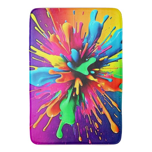 Vibrant Paint Burst Design Badmat (Voorkant Verticaal)