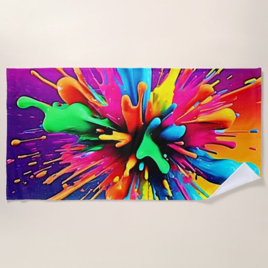 Vibrant Paint Burst Design Strandlaken (Voorkant)