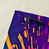 Vibrant Paint Burst Design Strandlaken (In situ)