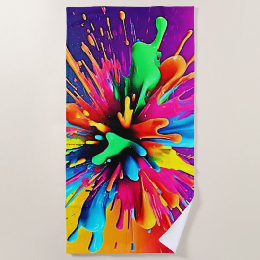 Vibrant Paint Burst Design Strandlaken (Voorkant)