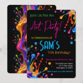 Vibrant Paint Splash Art Party Birthday Invitation Kaart (Voorkant / Achterkant)
