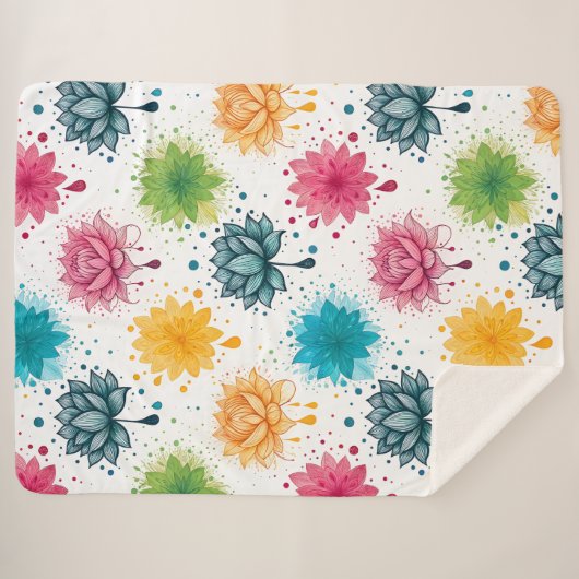 Vibrant Paint Splash Pattern Sherpa Blanket Sherpa Deken (Voorkant (horizontaal))