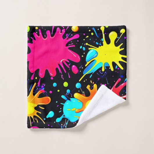 Vibrant Paint Splatter Art Burst Bad Handdoek (Wasdoekje)