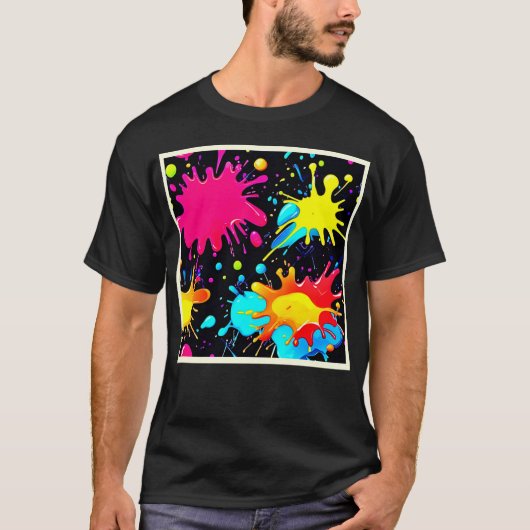 Vibrant Paint Splatter Art Burst T-shirt (Voorkant)