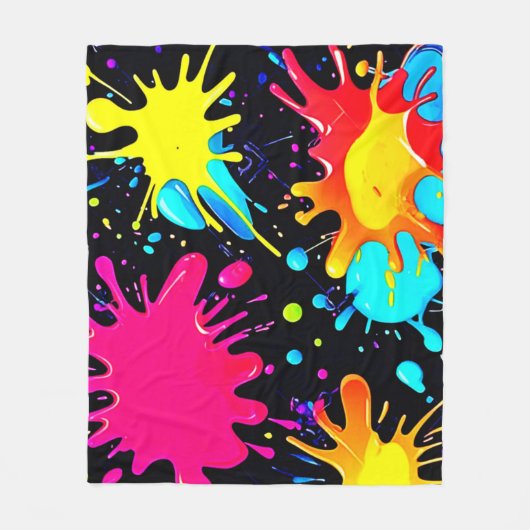 Vibrant Paint Splatter Artwork Burst Fleece Deken (Voorkant)