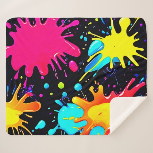 Vibrant Paint Splatter Artwork Burst Sherpa Deken (Voorkant (horizontaal))