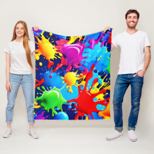 Vibrant Paint Spletters: een vet kleuren statement Fleece Deken