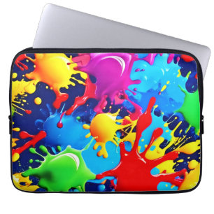 Vibrant Paint Spletters: een vet kleuren statement Laptop Sleeve