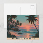 Vibrant Painterly Tropical Beach Sunset Feestdagenkaart (Voorkant / Achterkant)