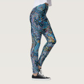 Vibrant Paisley Pattern in Blue on Black Leggings (Rechts)