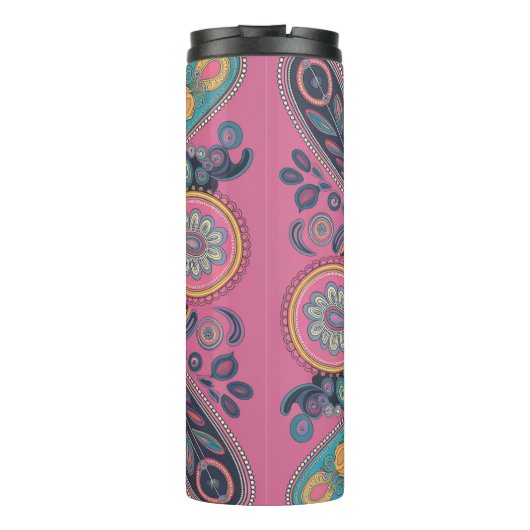 Vibrant Paisley Swirl Pattern Design Thermosbeker (Achterkant)