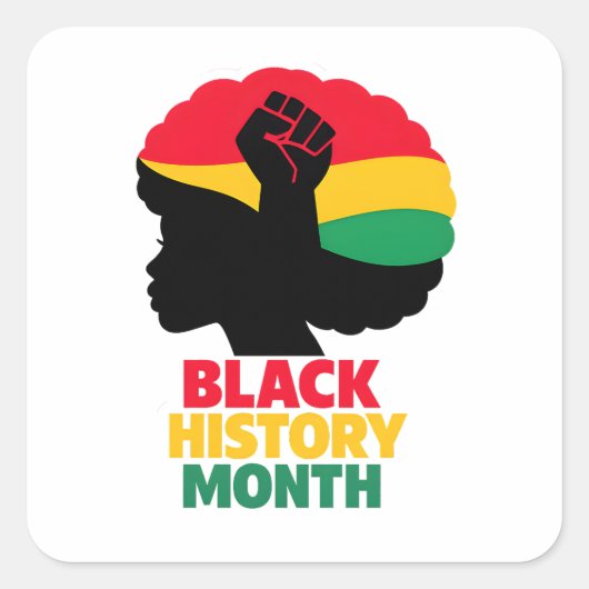 Vibrant Pan African Colors Afro Woman Silhouette Vierkante Sticker (Voorkant)