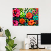 Vibrant Paper Flower Bouquet - Colorful Artistic  Poster (Thuiskantoor)
