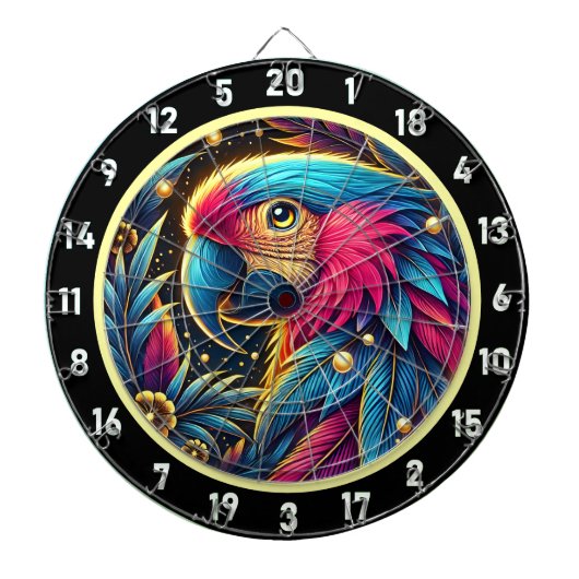 Vibrant Parrot Dartboard voor Game Rooms geel Dartbord (Voorkant)