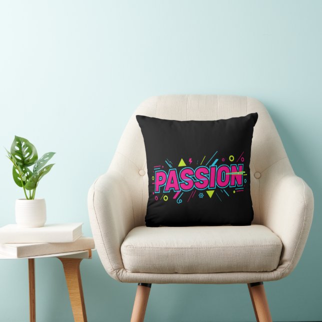 Vibrant Passion Typography - Retro 90s Pop Art Aes Kussen (Stoel)